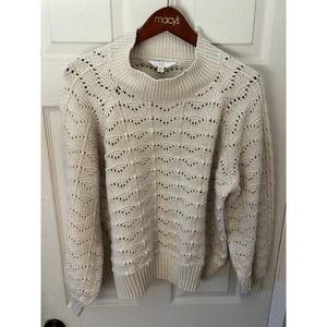 Time and Tru Women's Knit Sweater Loose Weave Oatmeal Size XL